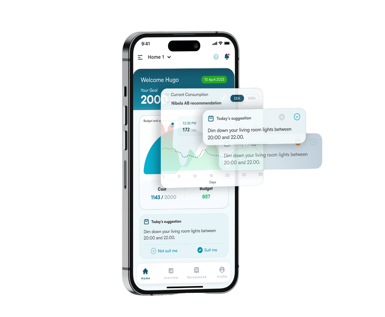 Skärmbild från Nibela-appen